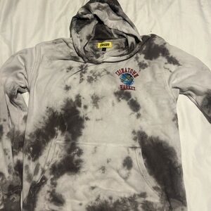 Gray and Black Tie-Dye Pullover Sweater